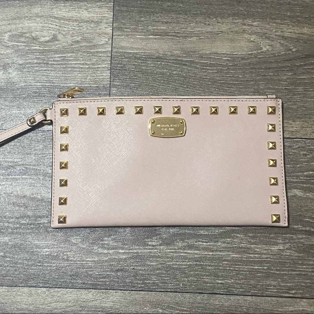Michael Kors Large Blush Studded Wristlet Wallet